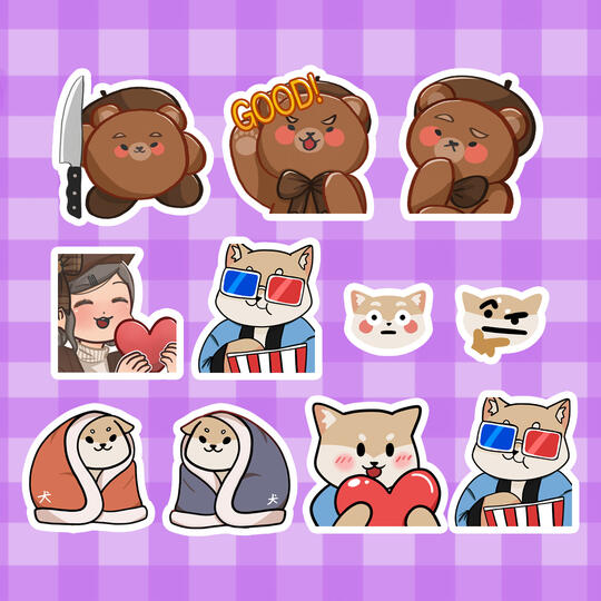 Discord and Twitch emotes 11 pieces; Emote commission display